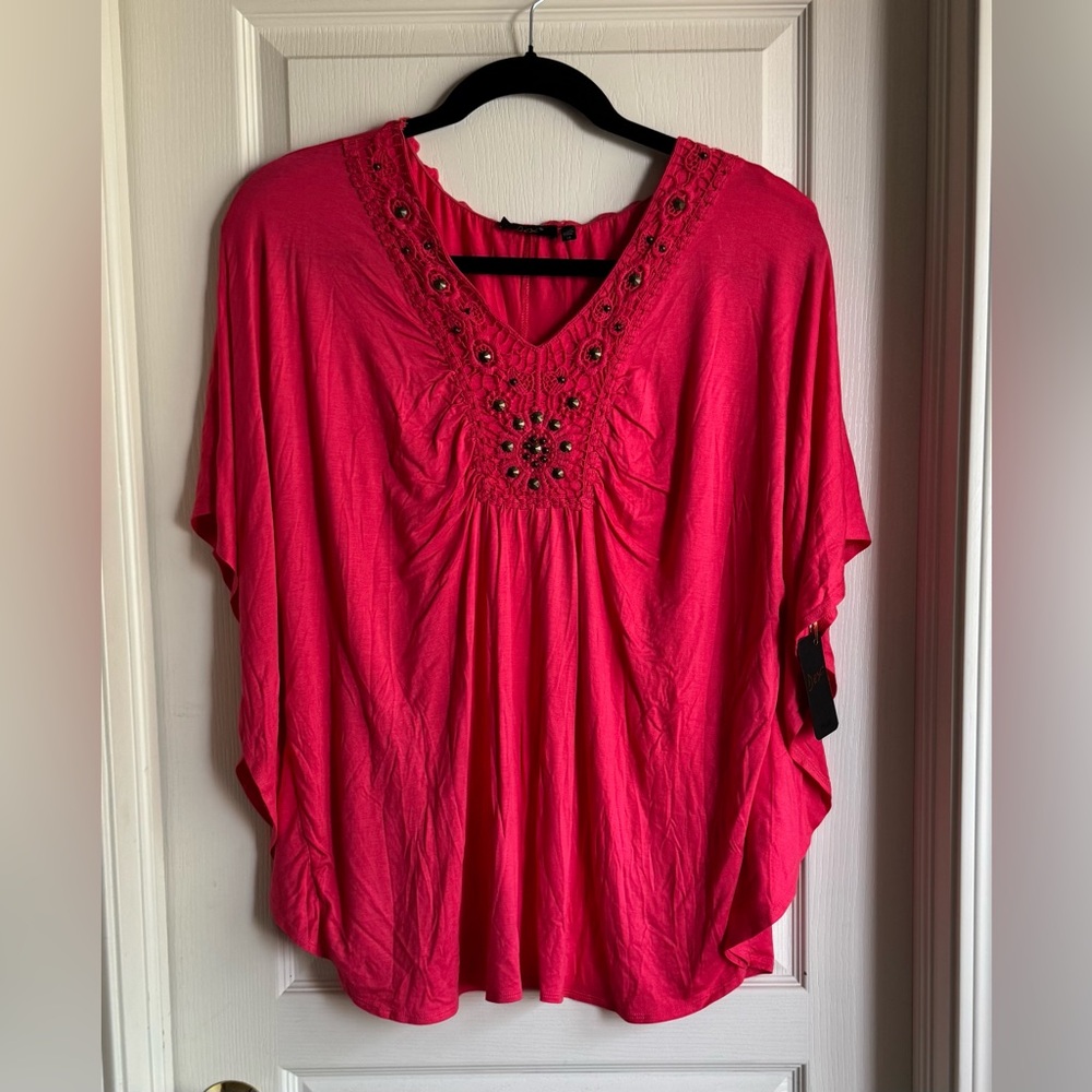 Dex Melon Embellished Tunic Top 1X NEW
